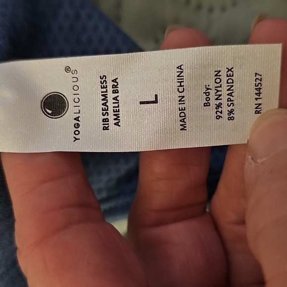 Yogalicious Women's Blue Front Zip Sports Bra - Picture 2 of 3